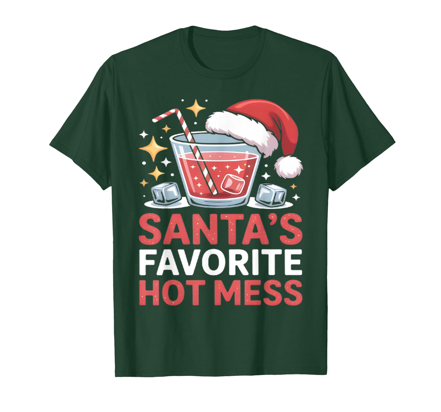 Santa's Favorite Hot Mess Christmas Funny Margarita T-Shirt