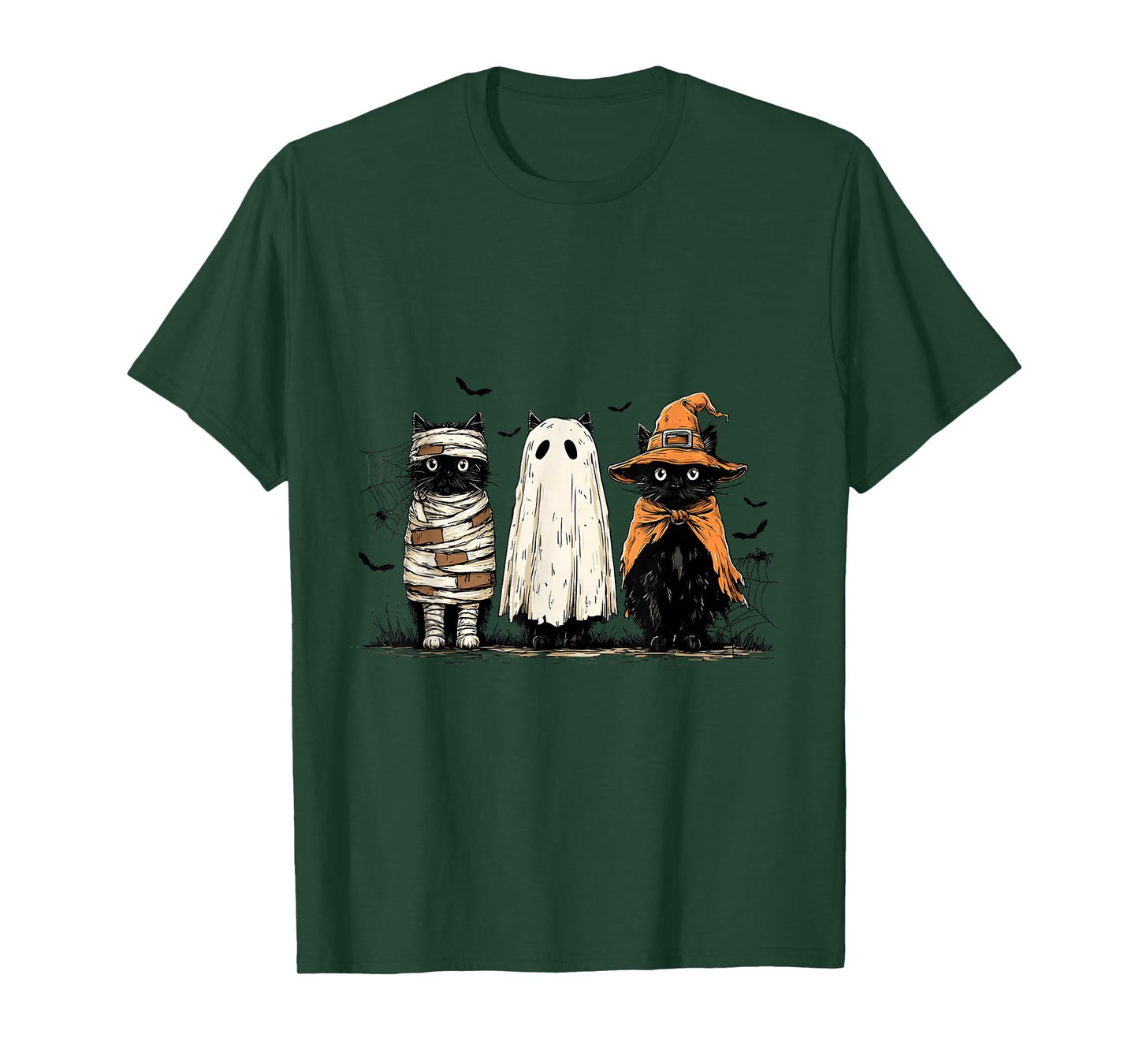 Black Cat Pumpkin Ghots Cat Retro Halloween Cat Mama Autumn T-Shirt