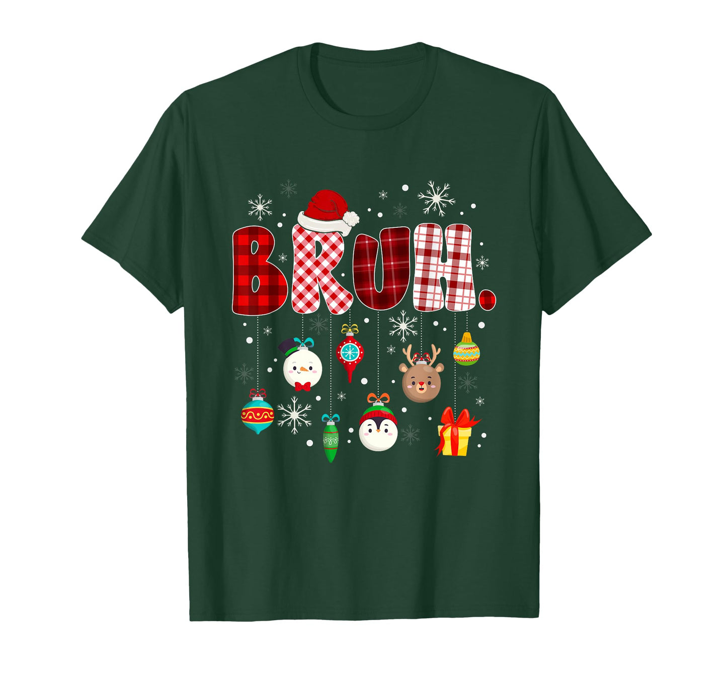 Funny Bruh Christmas Red Buffalo Plaid Xmas Holiday Pajamas T-Shirt