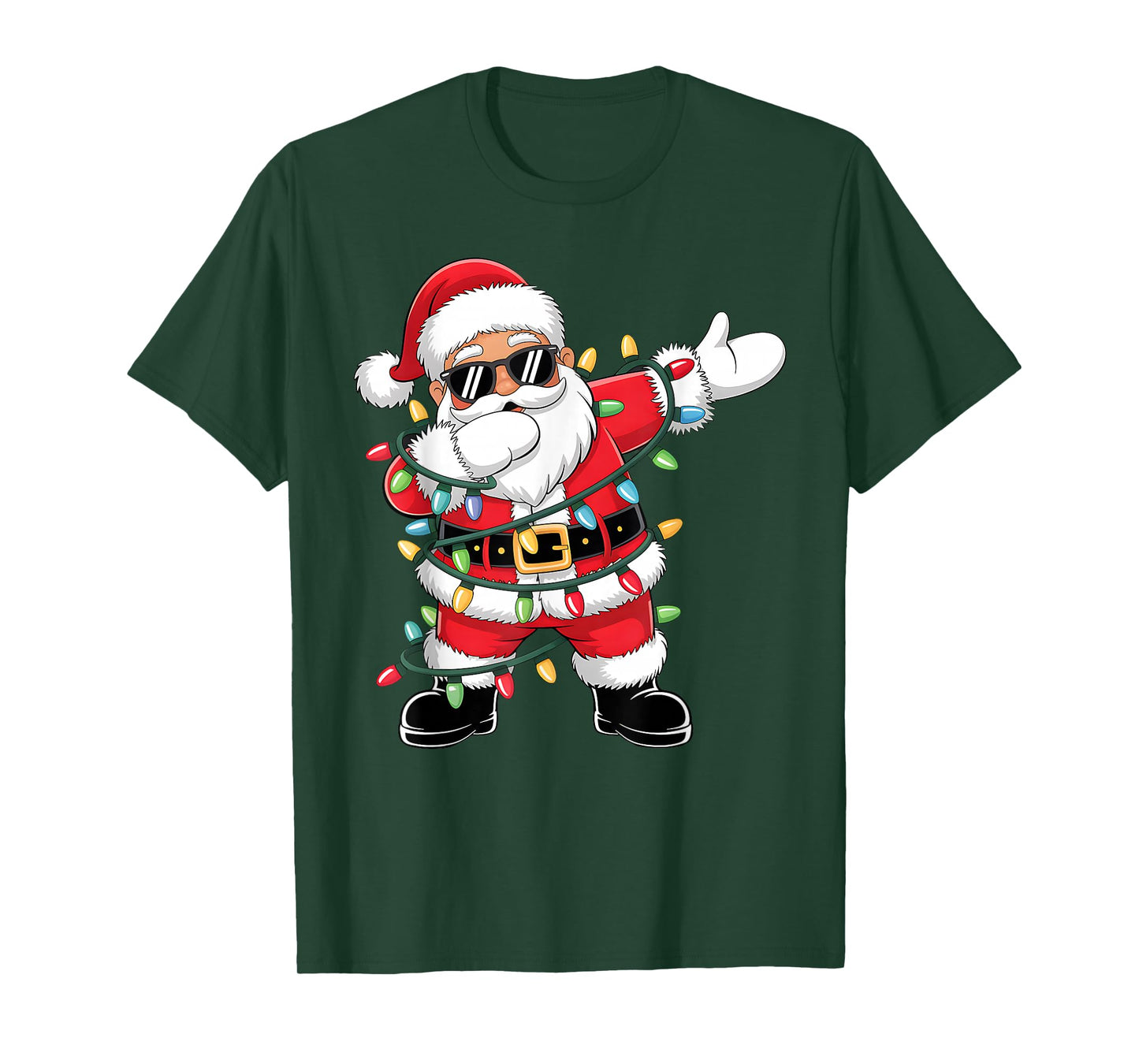 Christmas Tree Lights Funny Xmas Squad Dabbing Santa Claus T-Shirt