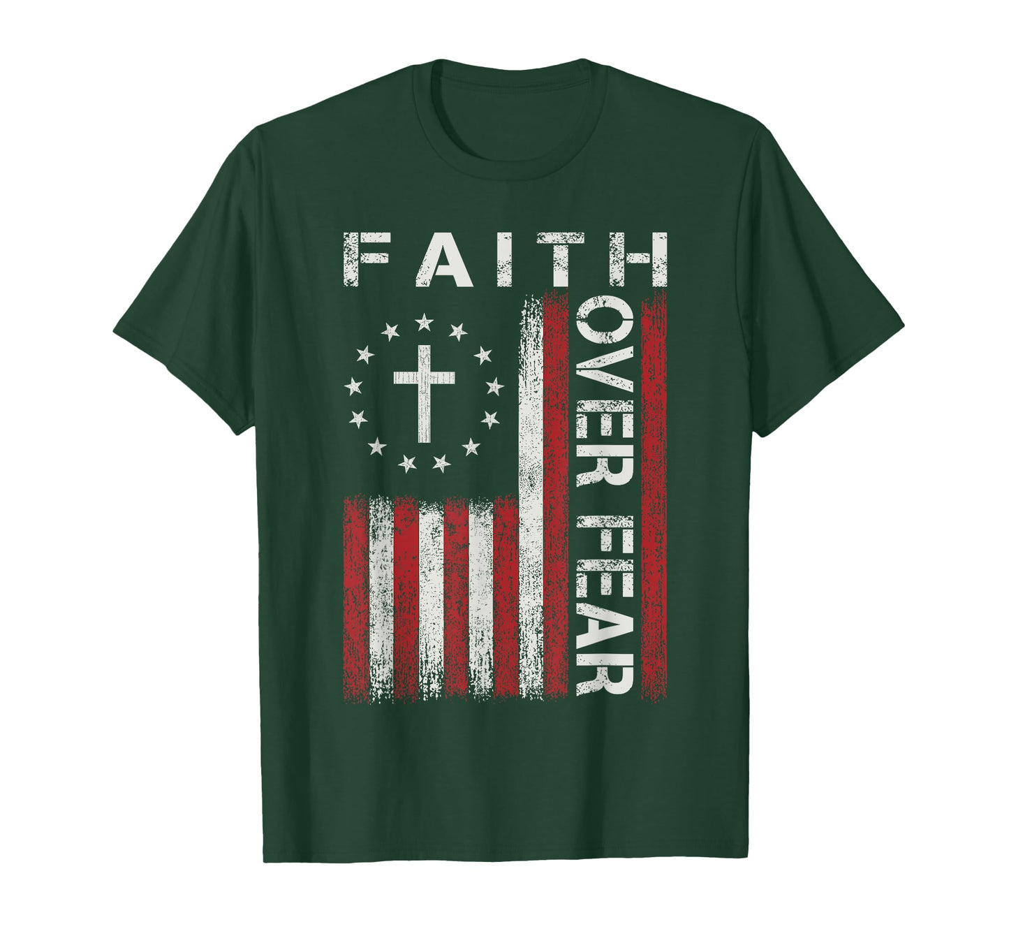 Faith Over Fear God Jesus Christian Bible Cross Religious T-Shirt
