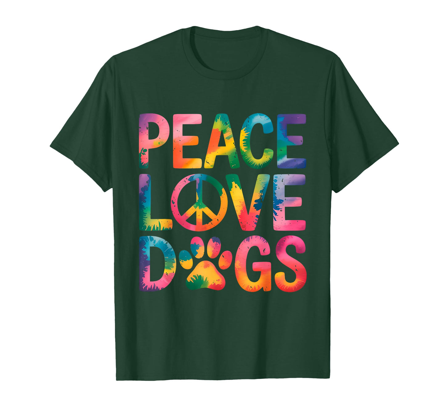 Peace Love Dogs Retro Hippie Dog Lover T-Shirt for Men Women Kids