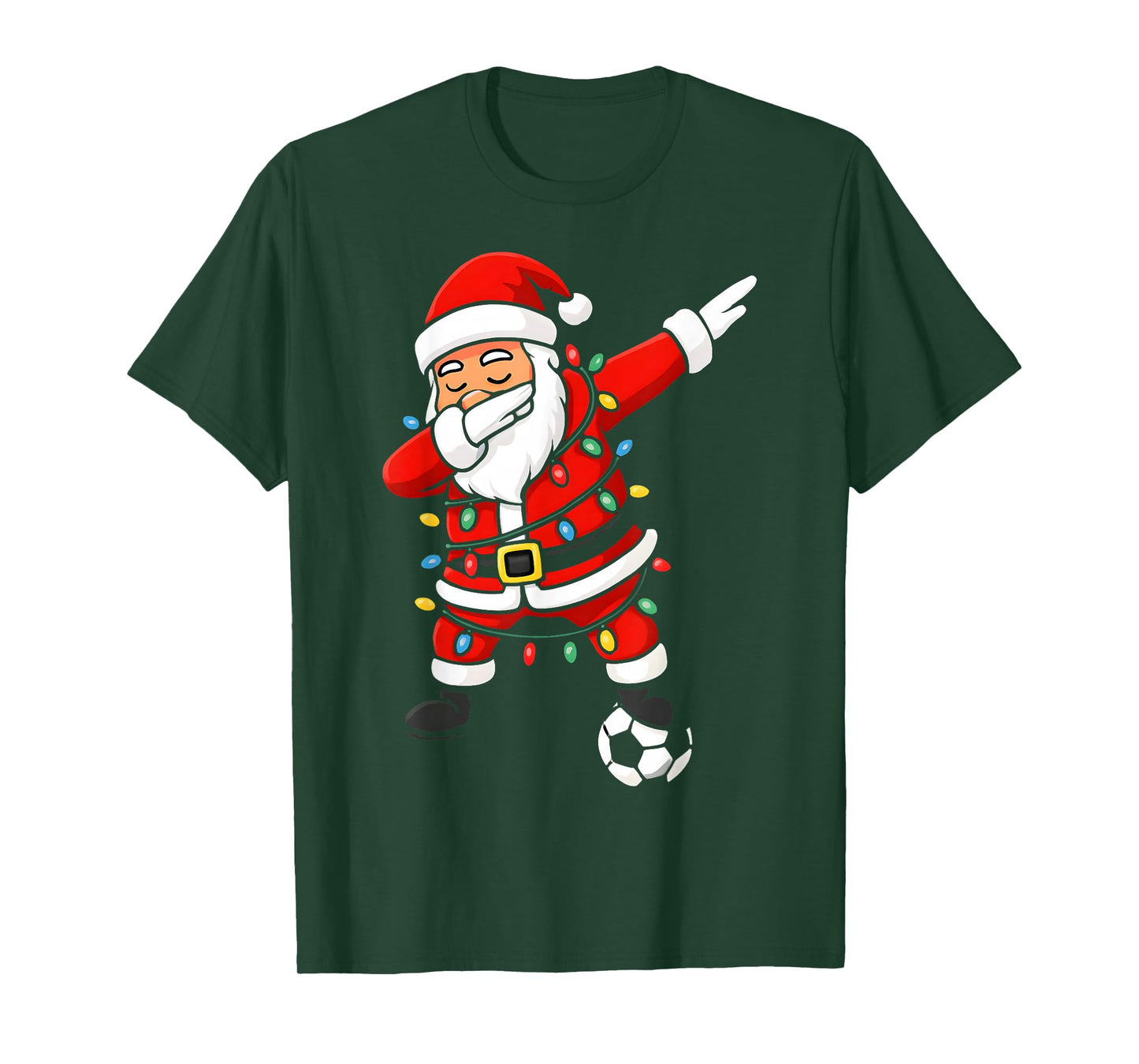 Happy Xmas Dabbing Santa Soccer Christmas Pajamas Kids T-Shirt
