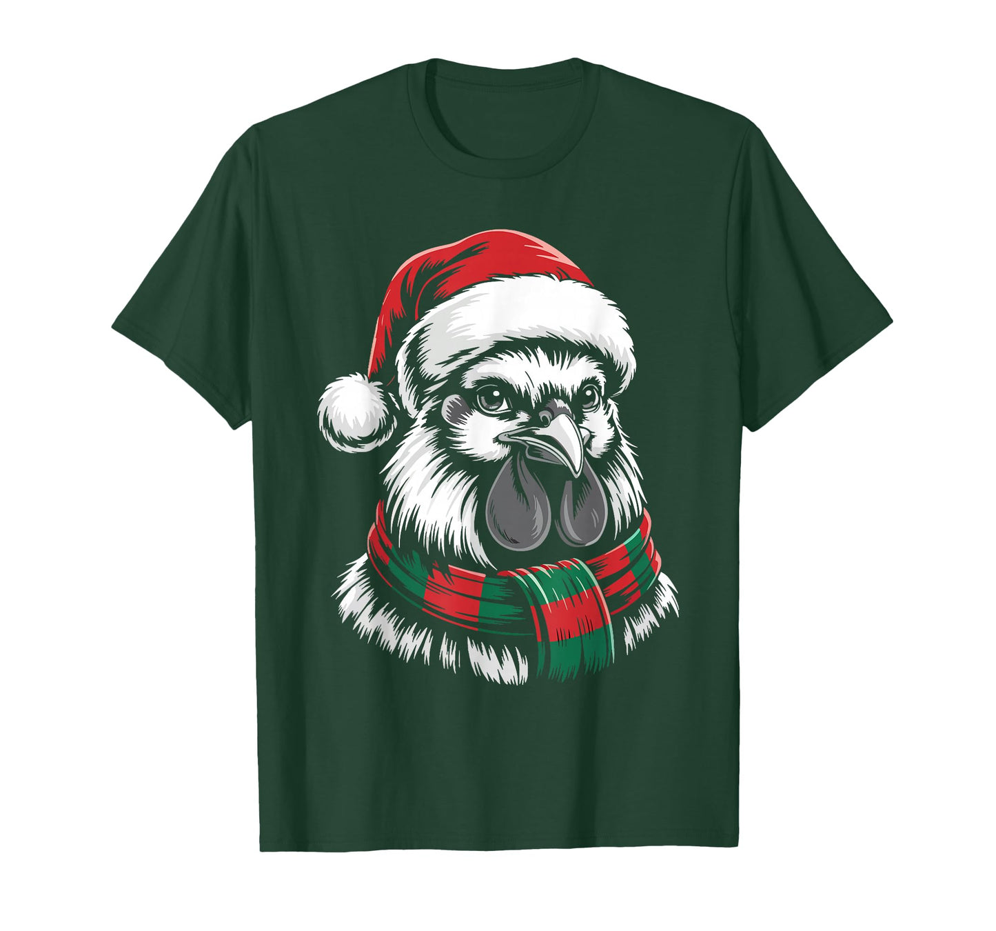 Rooster Xmas Santa Hat Scarf Christmas Costume T-Shirt
