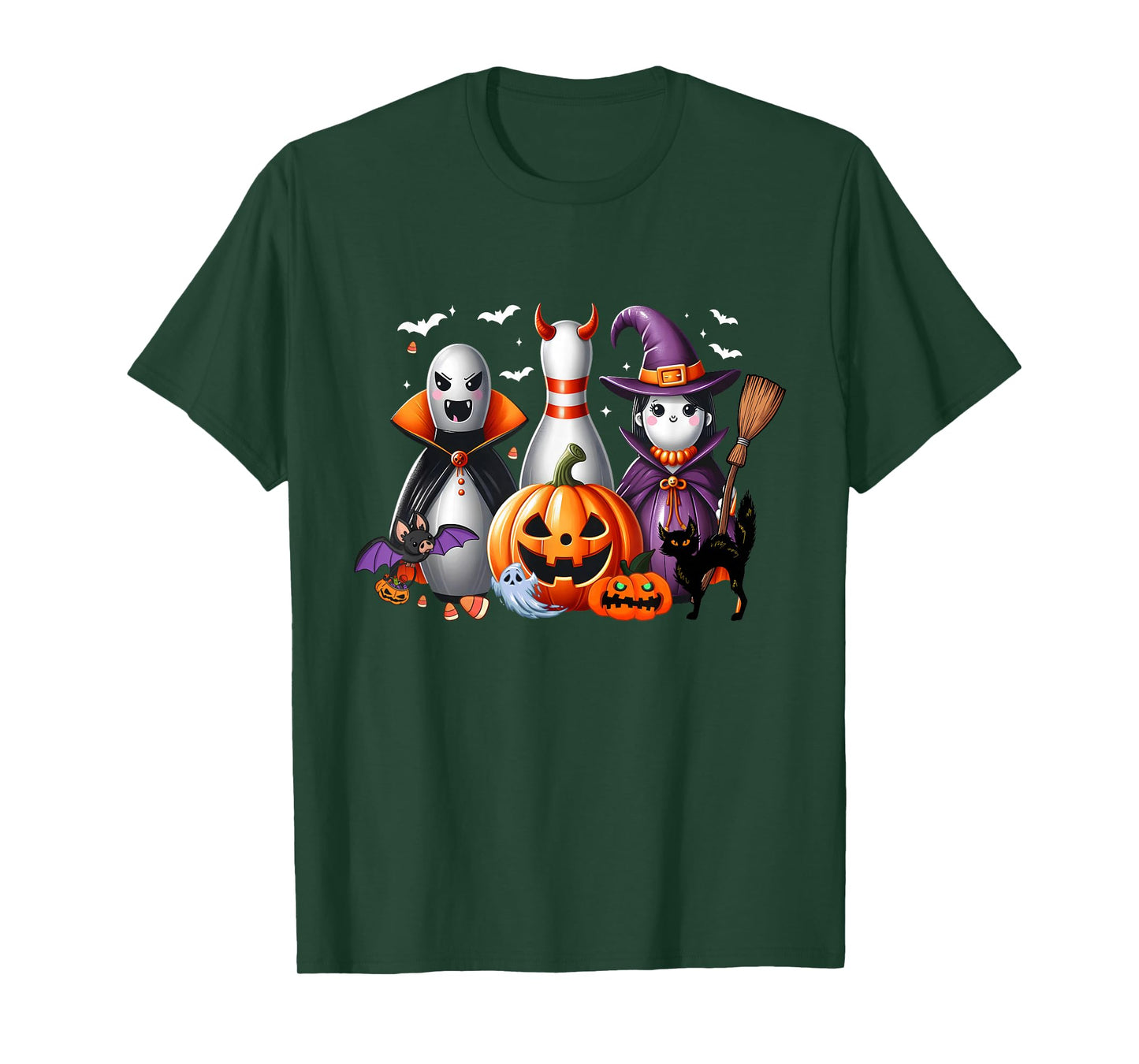 Spooky Bowling Pin in De vil Witch Halloween Sport Bowler T-Shirt