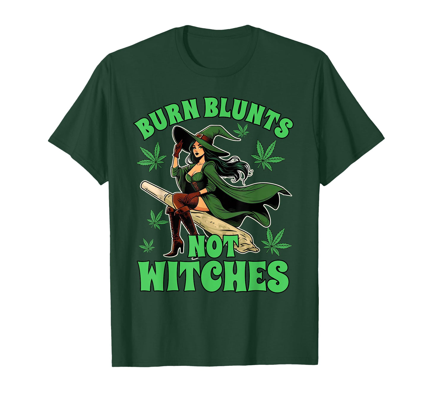 Weed Stoner Cannabis Witch Halloween Burn Blunts Not Witches T-Shirt