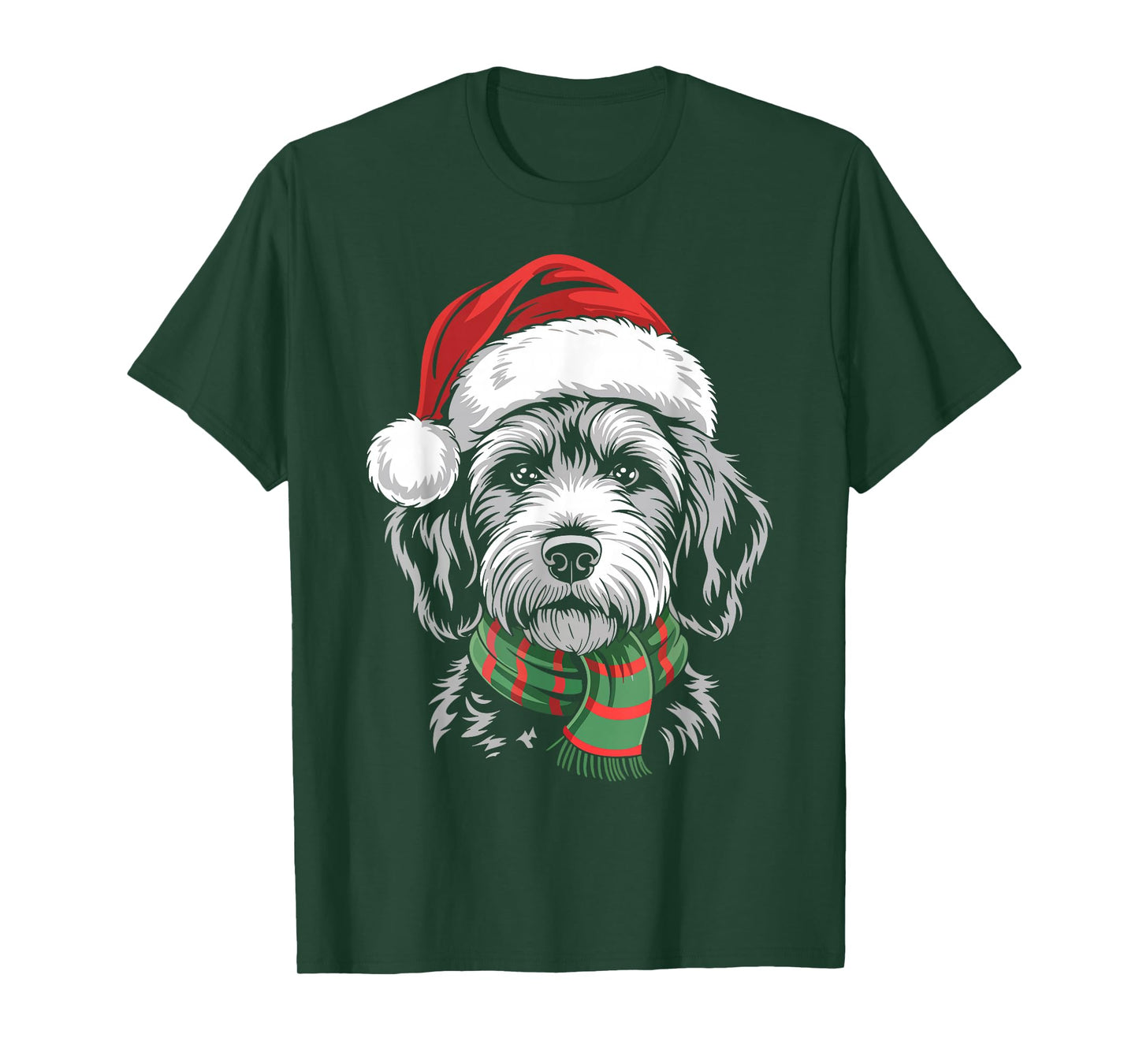 Goldendoodle Dog Xmas Santa Hat Scarf Christmas Costume T-Shirt
