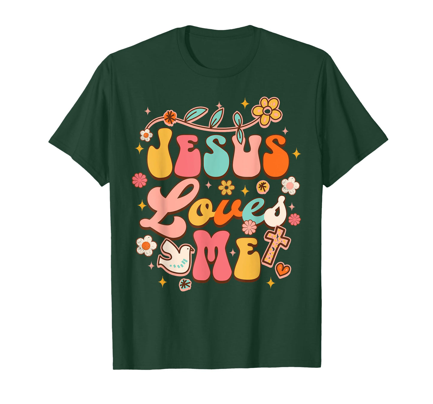 Jesus Loves Me Groovy Christian God Lover Religious Baby T-Shirt