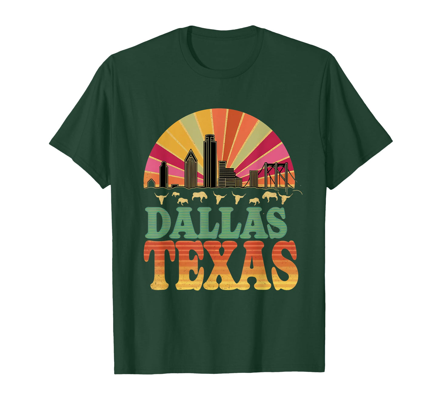 Vintage Dallas Texas Skyline Cityscape Retro Style T-Shirt