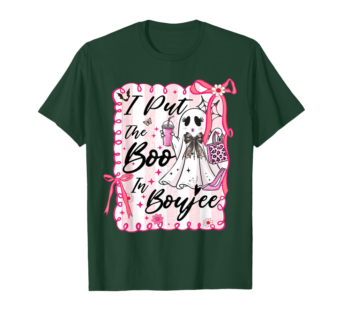 I Put The Boo in Boujee Retro Coquette Bow Boujie Halloween T-Shirt