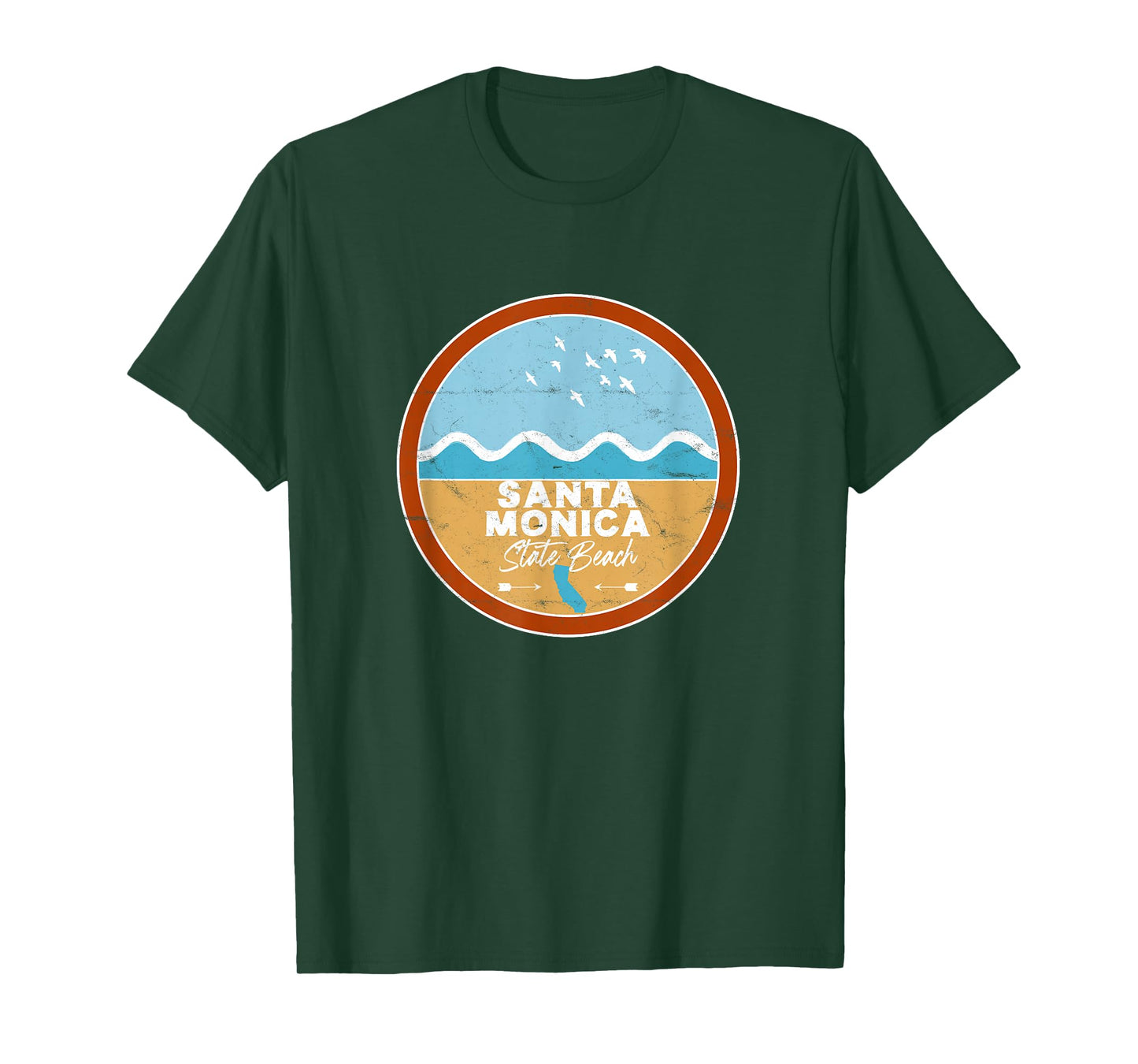 Santa Monica State Beach California CA Beach Lover Waves T-Shirt