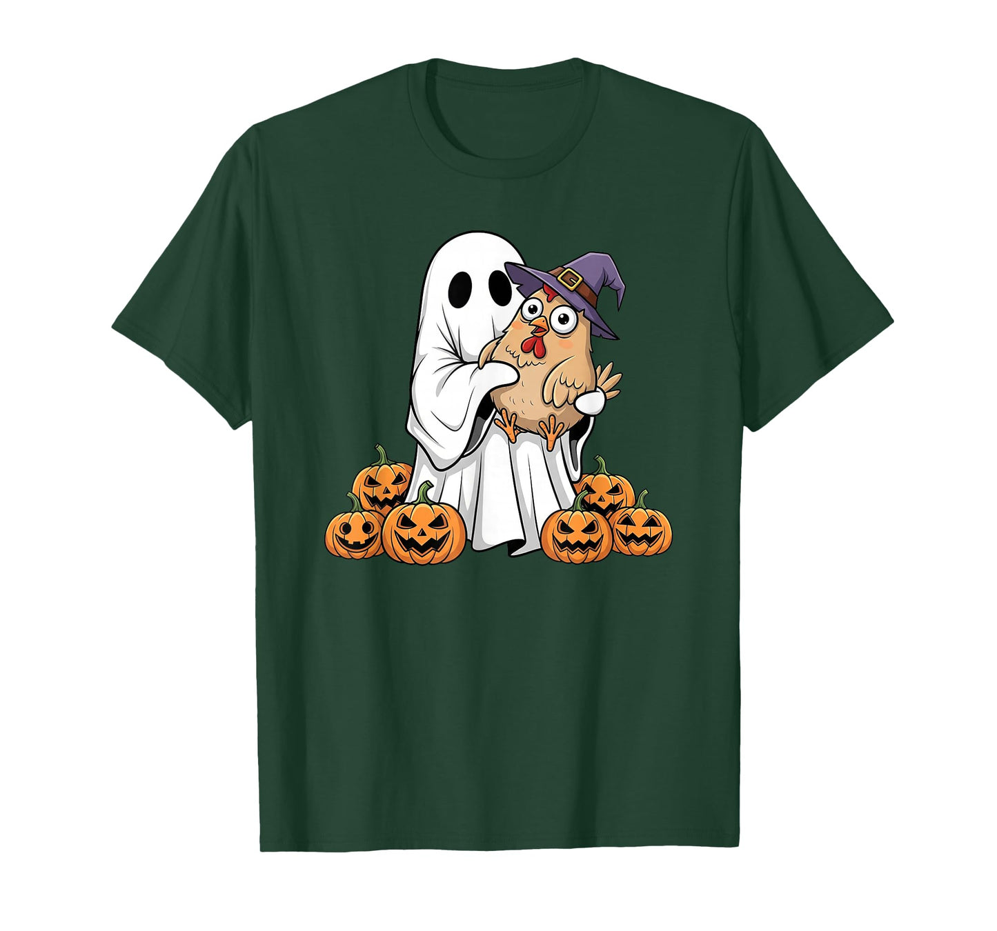 Funny Ghost Chicken Pumpkin Halloween Kids Mens Womens T-Shirt