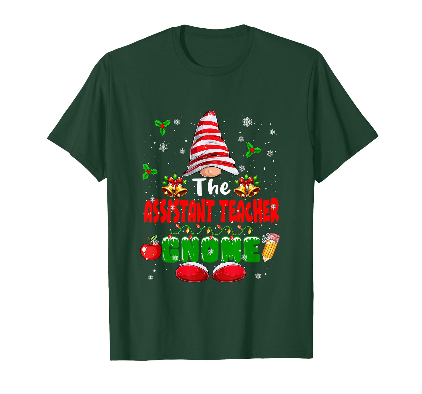 The Assistant Teacher Gnome Christmas Colorful Job Team T-Shirt