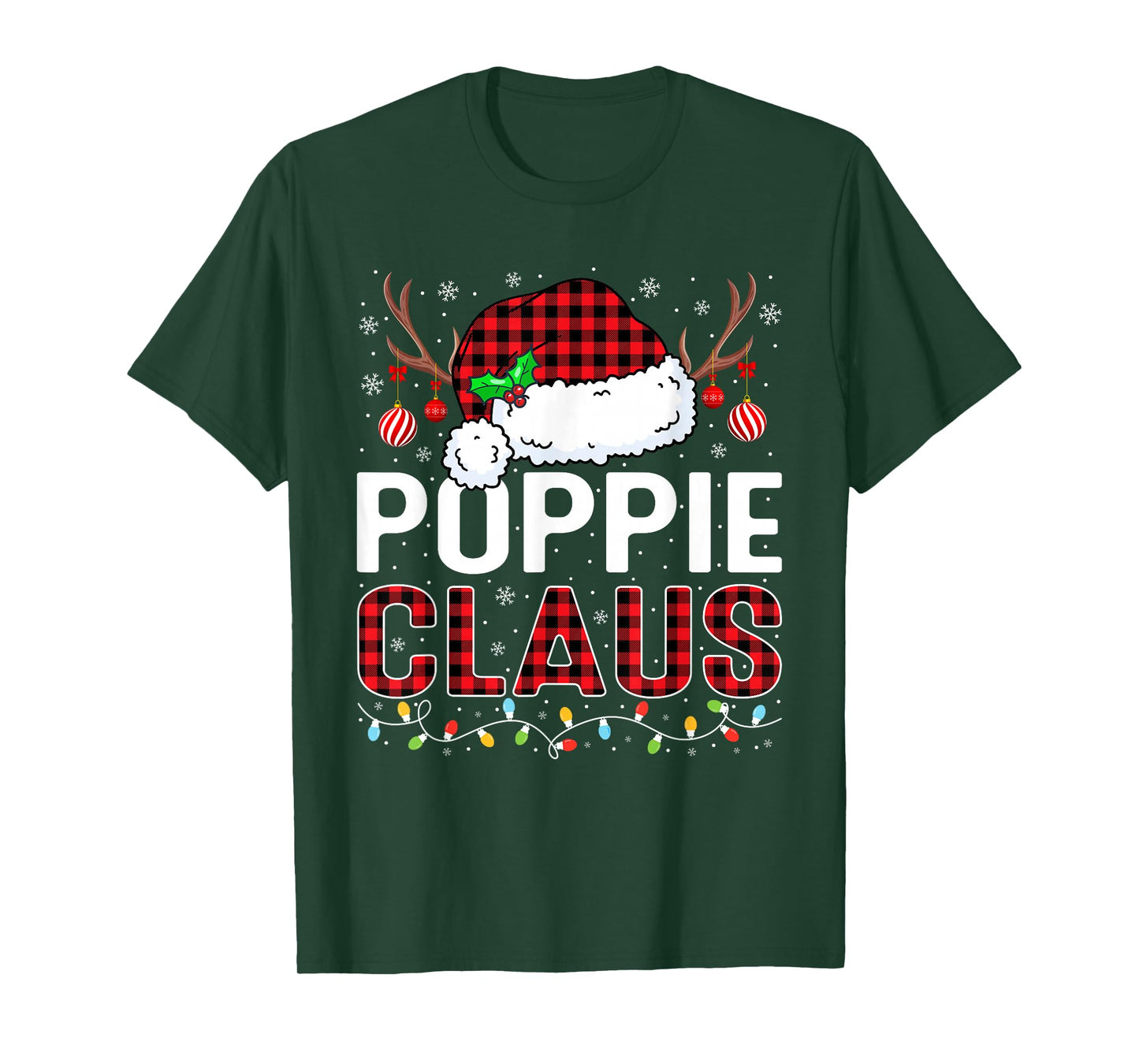 Christmas Lights Poppie Claus Family Matching Xmas Pajama T-Shirt