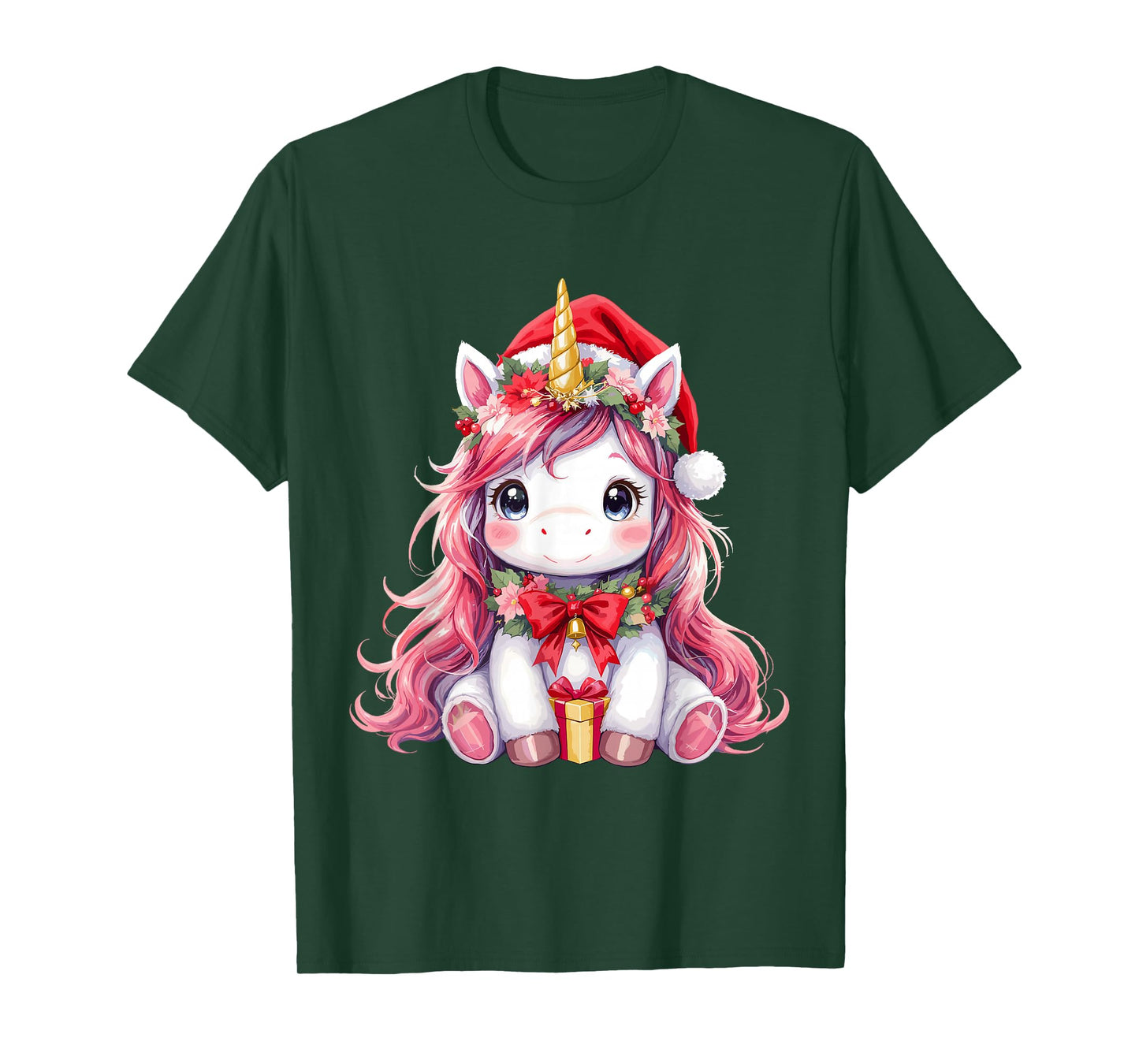 Cute Unicorn Magical Christmas Girls Kids Santa Xmas T-Shirt
