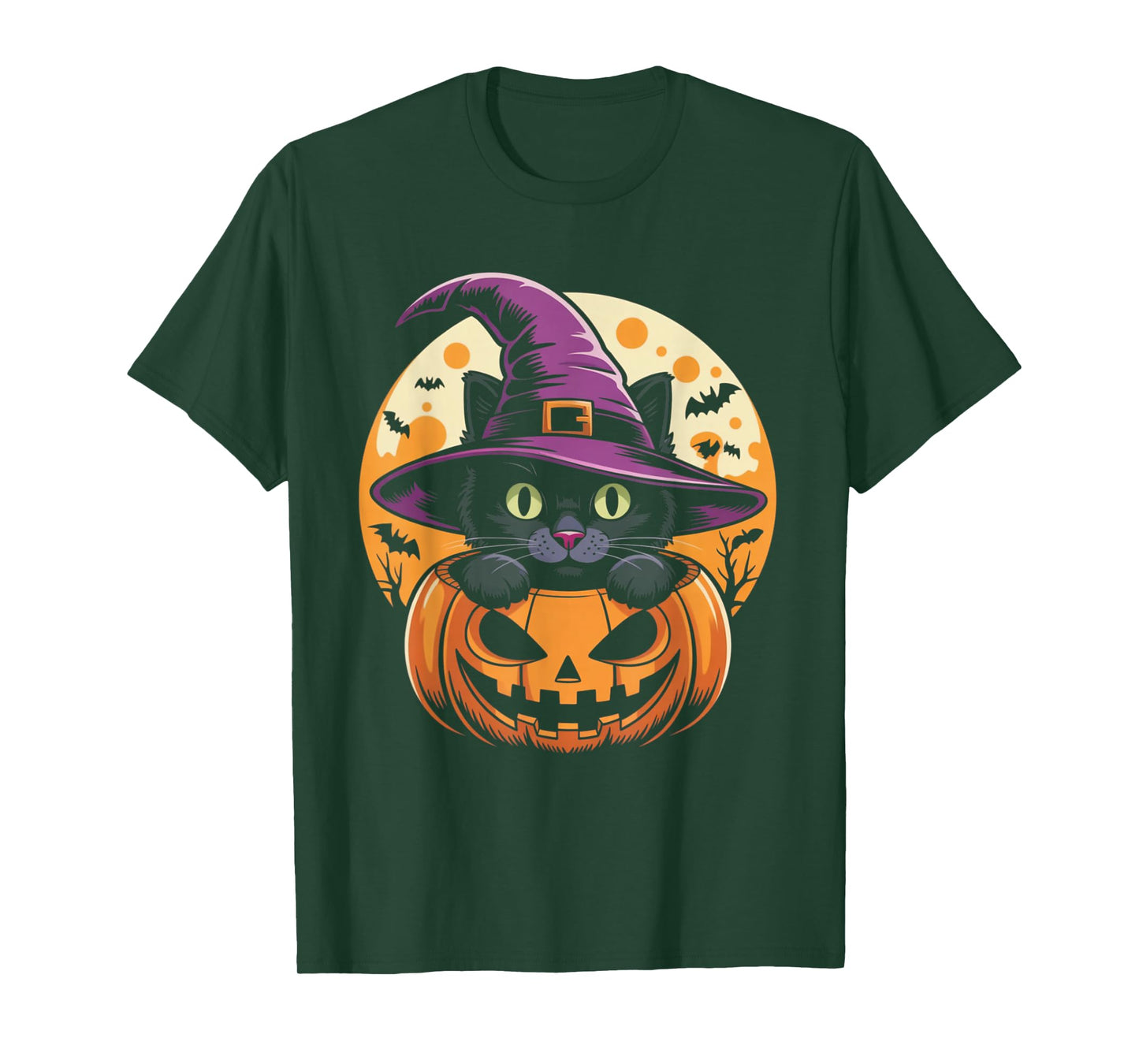 Cat Halloween Pumpkin Black Cat Scarry Spooky Gifts Kids T-Shirt