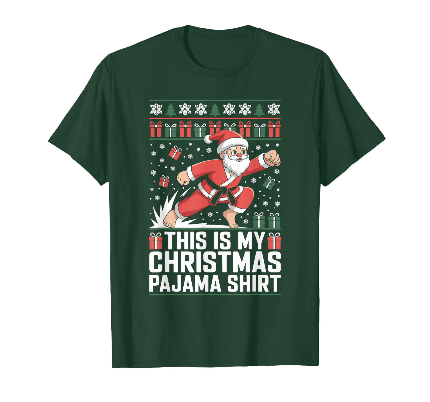 Santa Claus Karate Ugly Christmas Sweater Martial Arts T-Shirt