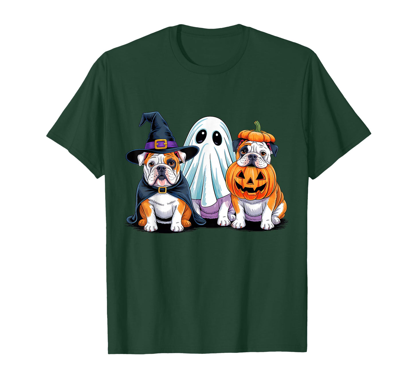 English Bulldog Halloween Funny Dog Lover Pumpkin Witch T-Shirt