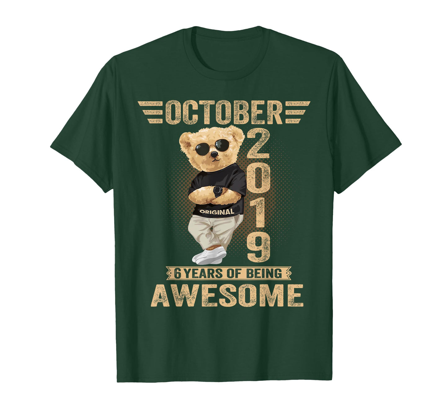 October 6th Birthday Men Women 2019 Awesome Teddy Bear T-Shirt