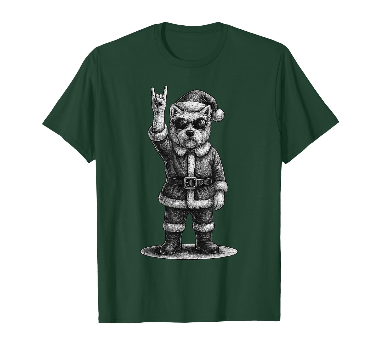 West Highland White Terrier Rock Music Christmas Dog Lover T-Shirt