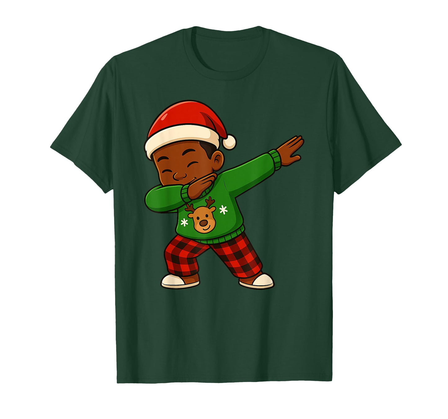 Funny Black Kid Dabbing Merry Christmas Santa Xmas Boys Girl T-Shirt