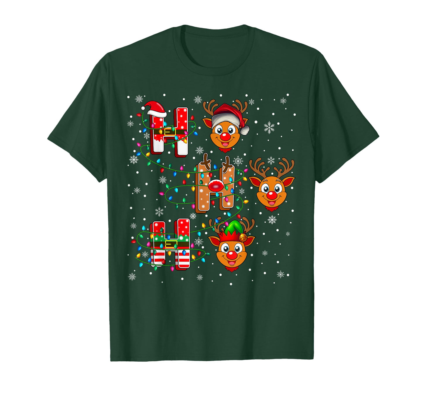 Ho Ho Ho Santa Reindeer Hat Elf Reindeer Animal Christmas T-Shirt