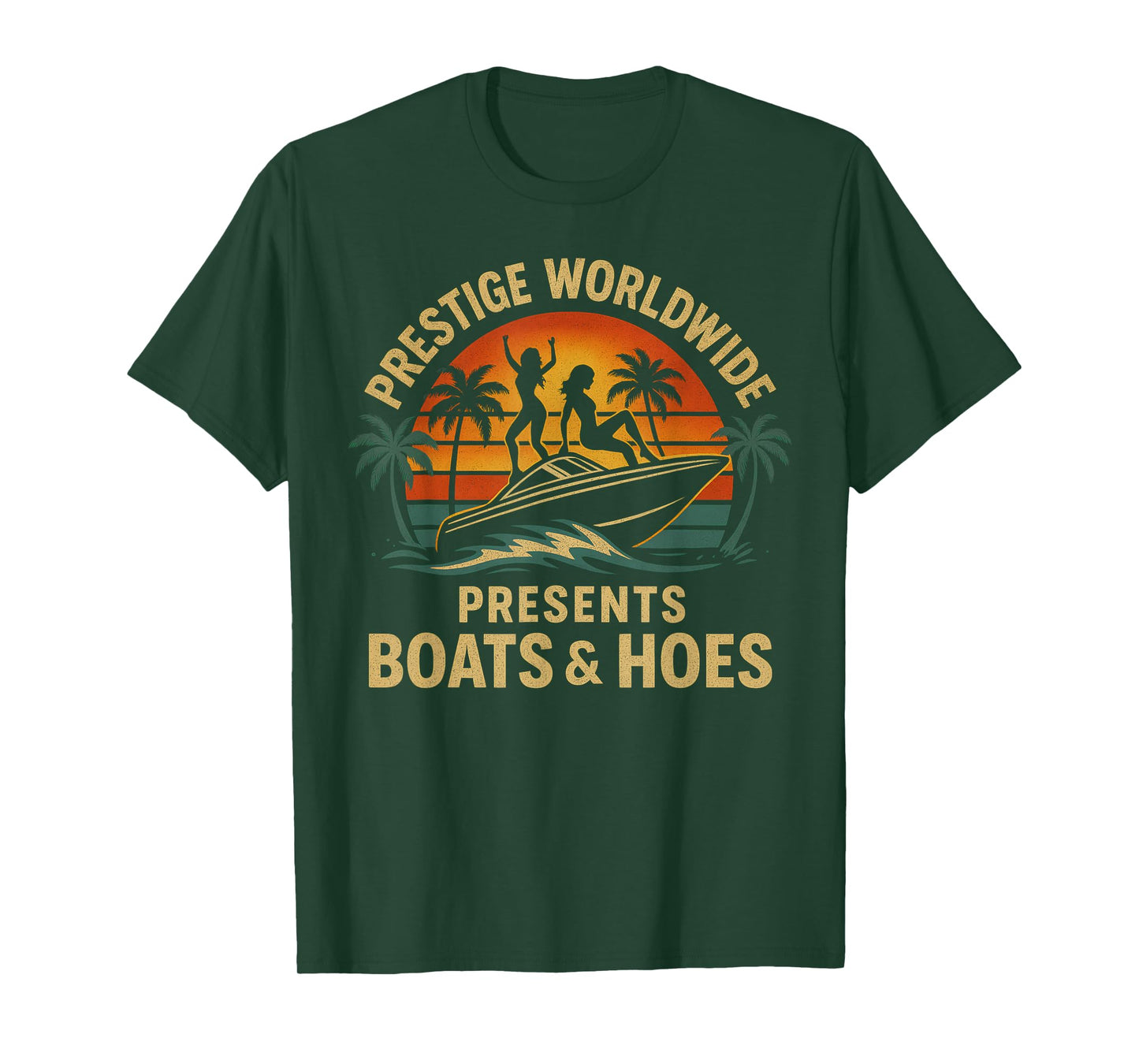 Prestige Worldwide Retro Boats and Hoes Design T-Shirt