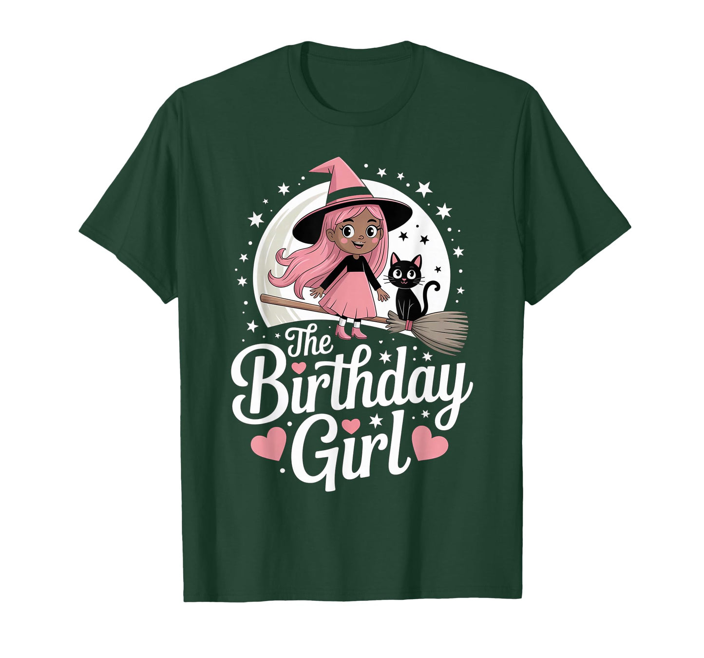 Halloween Birthday Girl Black Witch Melanin October Kids Cat T-Shirt