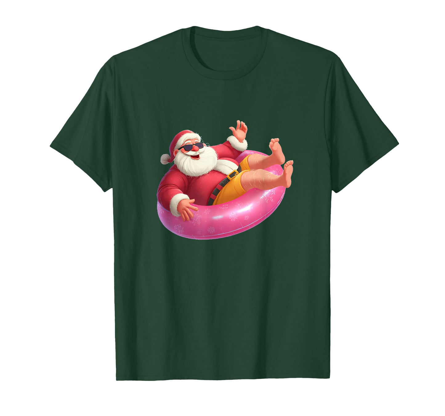 Santa Water Fun Costume with Pool Ring for Christmas T-Shirt