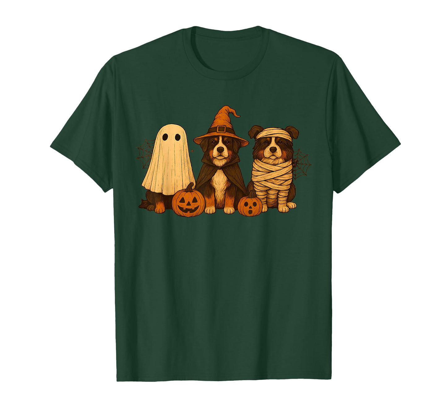 Retro Bernese Mountain Witch Scary Halloween Pumpkin T-Shirt