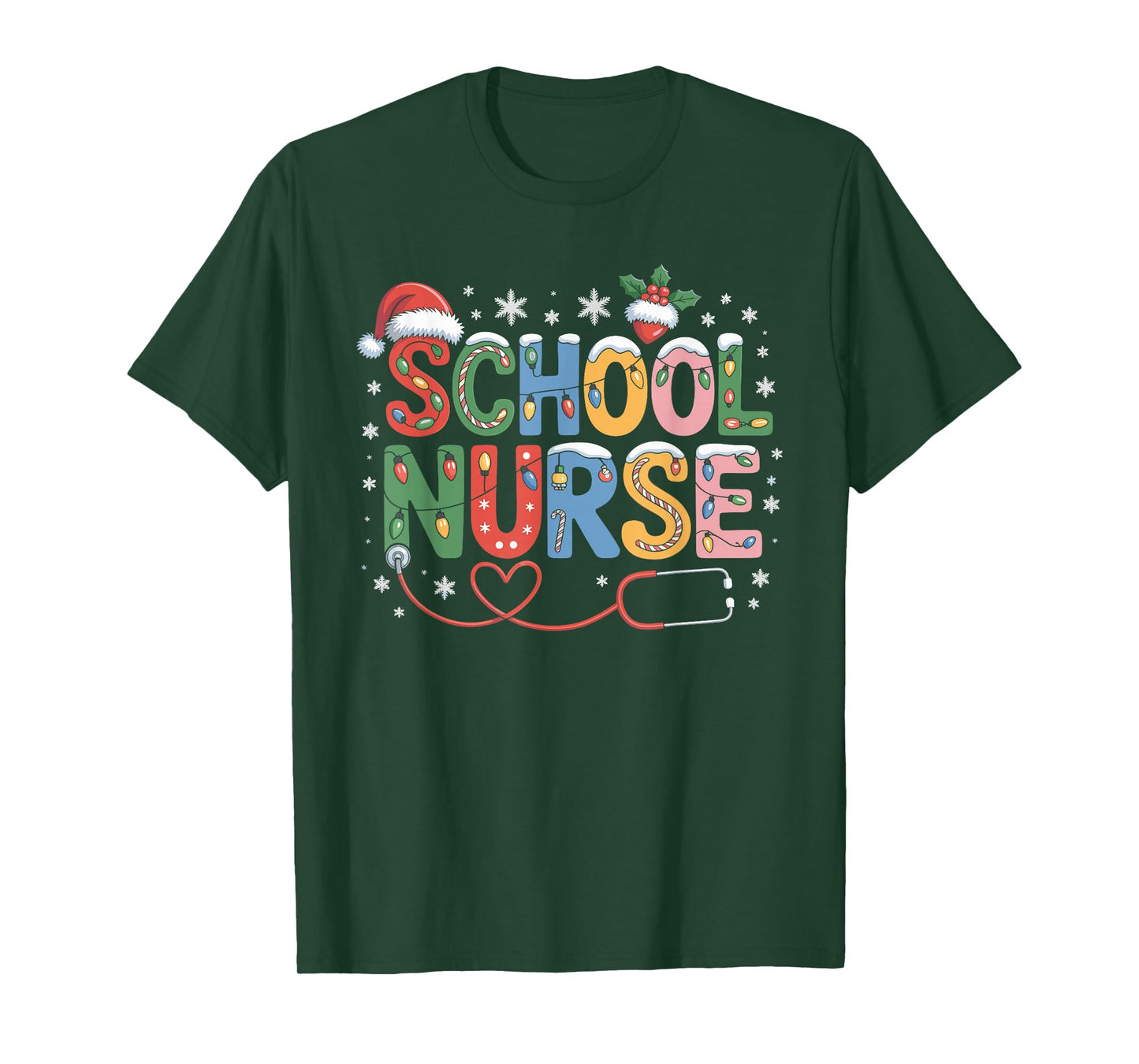 School Nurse Christmas Santa Cap Nursing Humor Xmas T-Shirt
