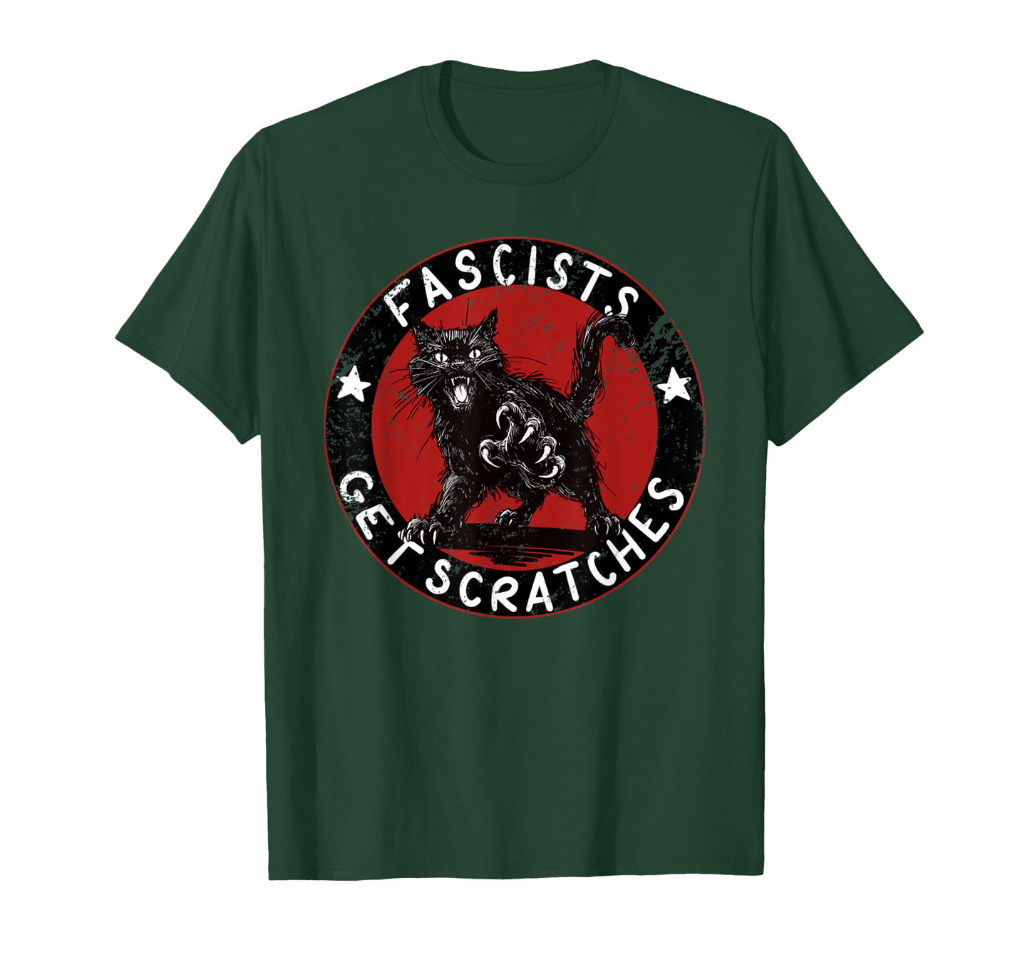 Vintage Black Cats Against Fascists Tee T-Shirt