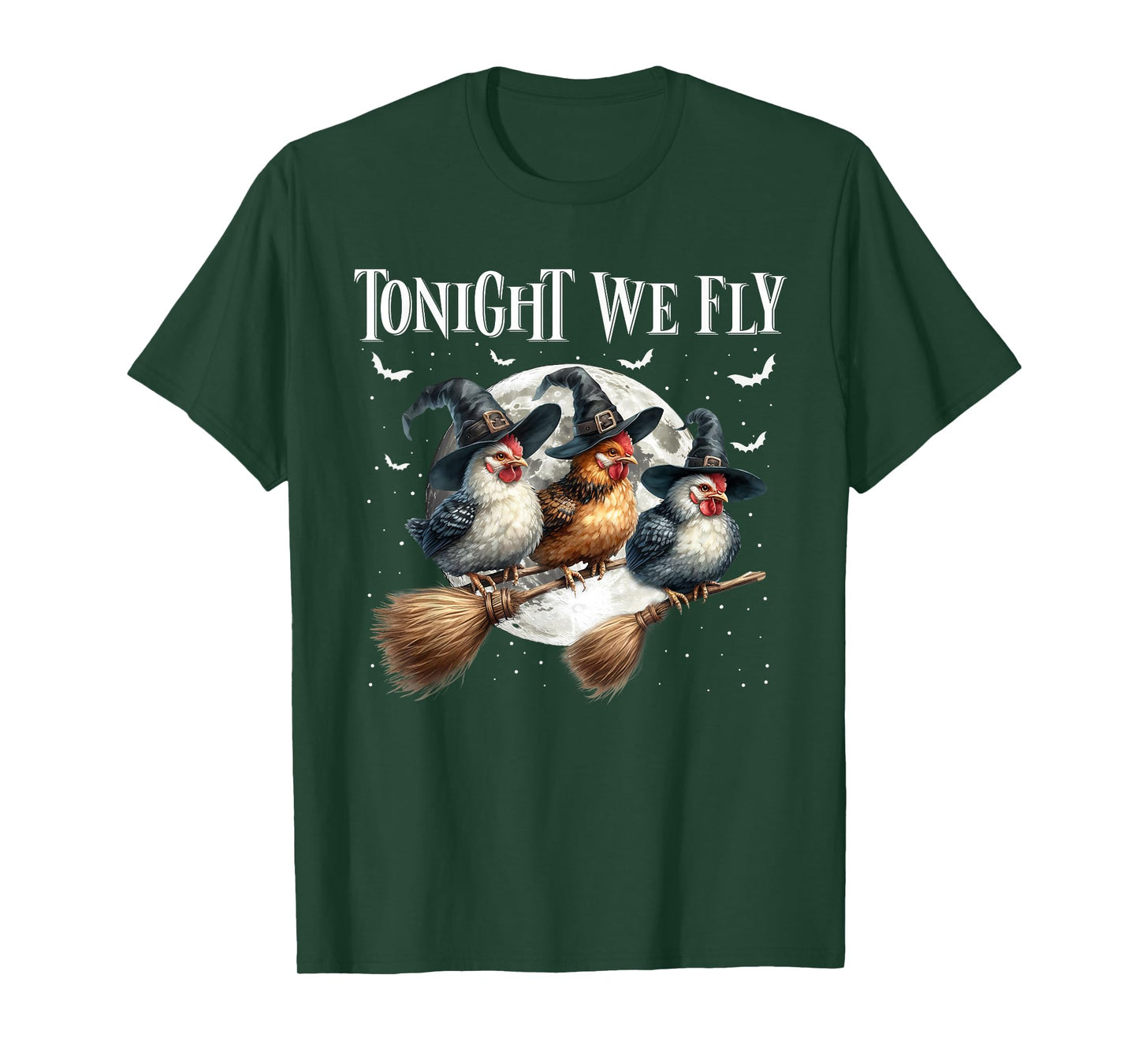 Tonight We Fly Funny Chicken Witches Halloween Costume T-Shirt