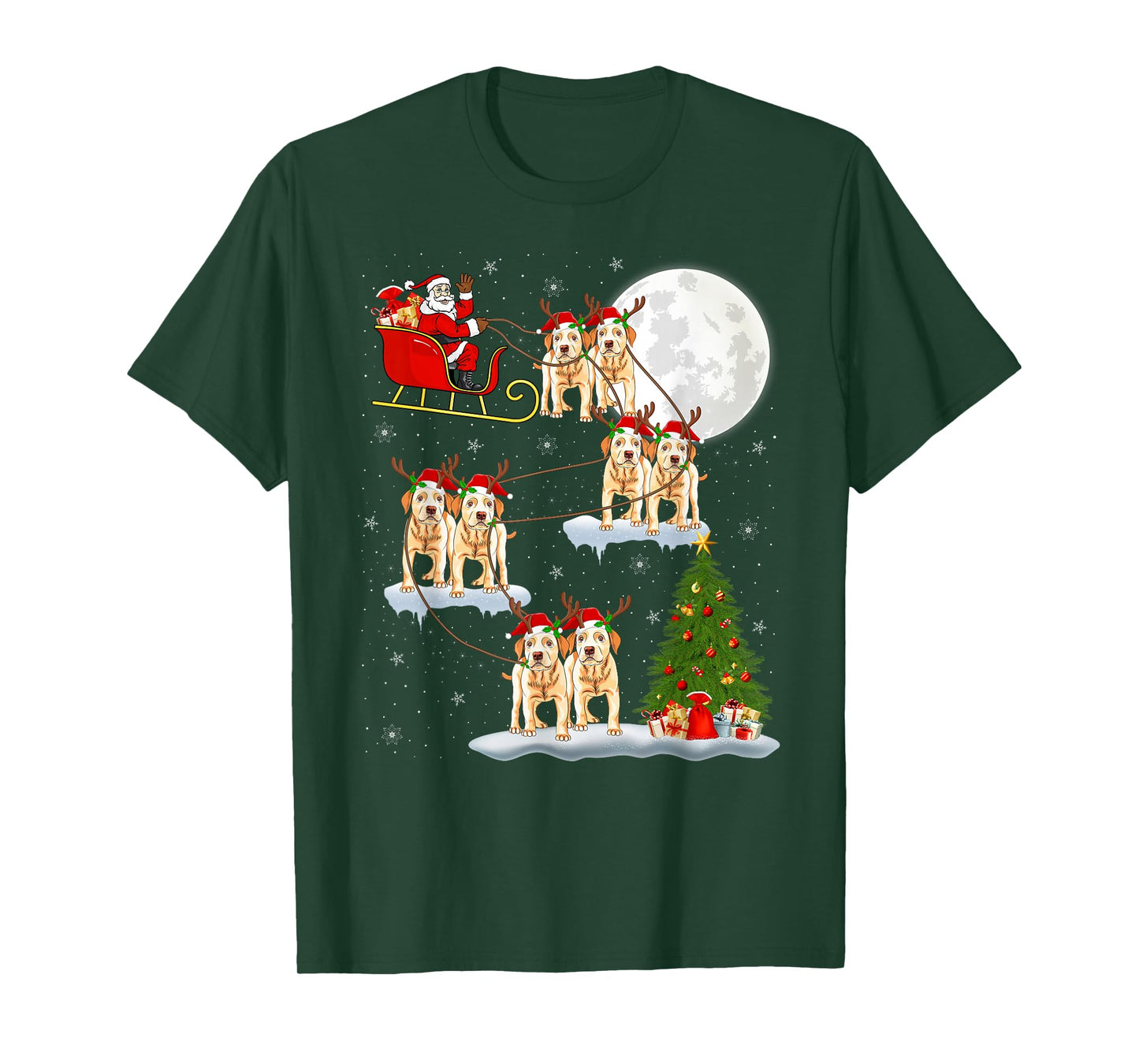 Labrador Retriever Dog Santa Sleigh Flying Funny Christmas T-Shirt