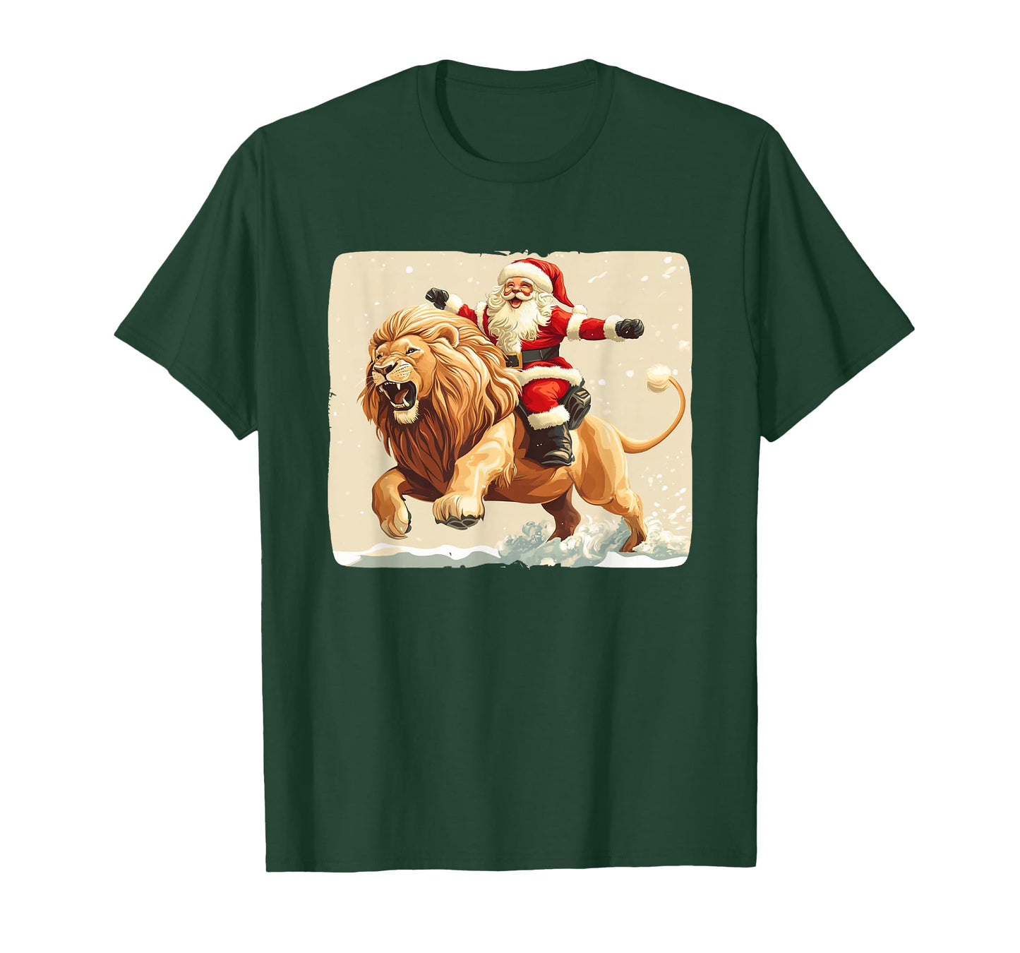 Holiday Cheer with Santa Claus on a Lion Costume T-Shirt