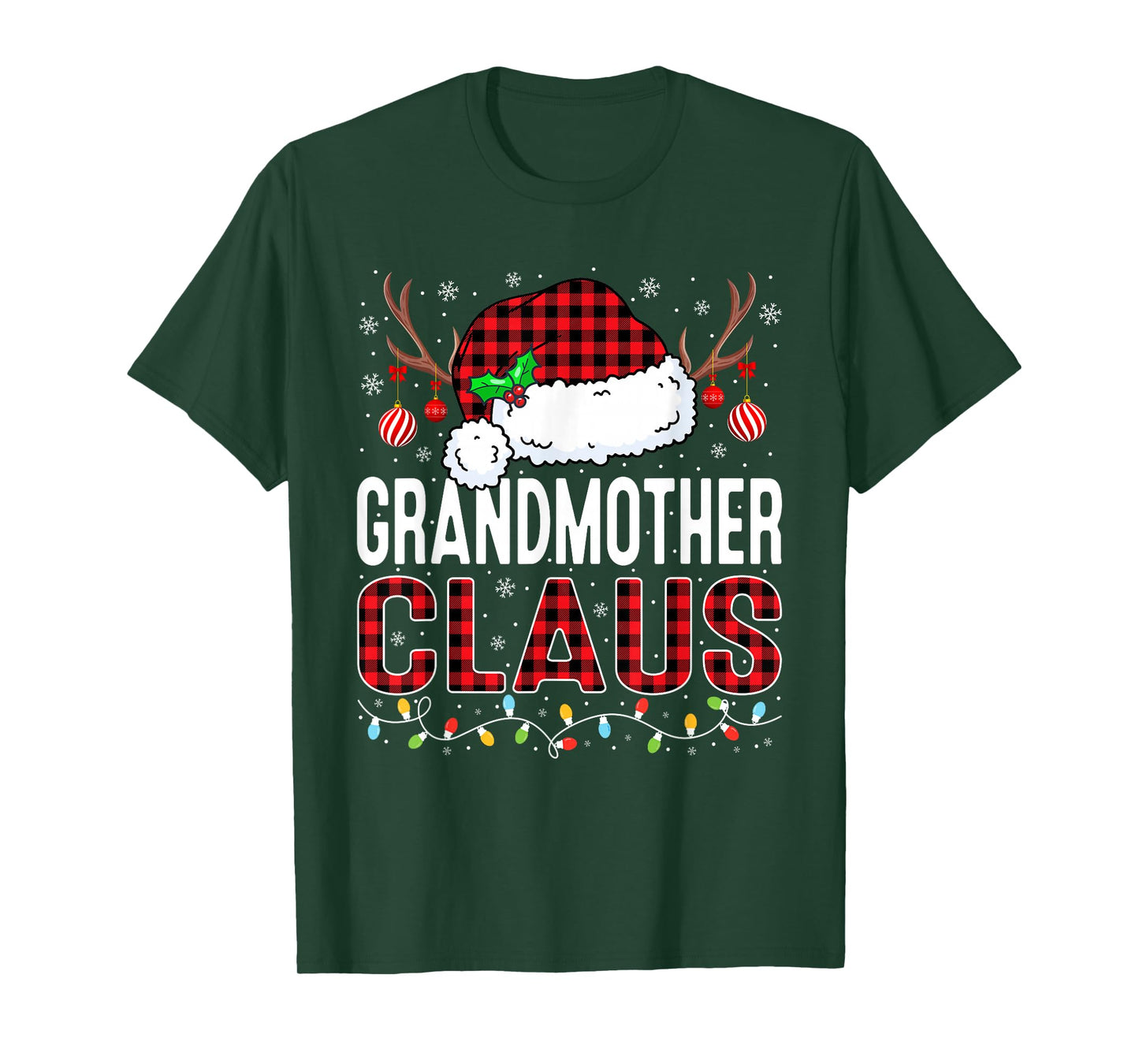 Christmas Lights Grandmother Claus Family Matching Pajama T-Shirt