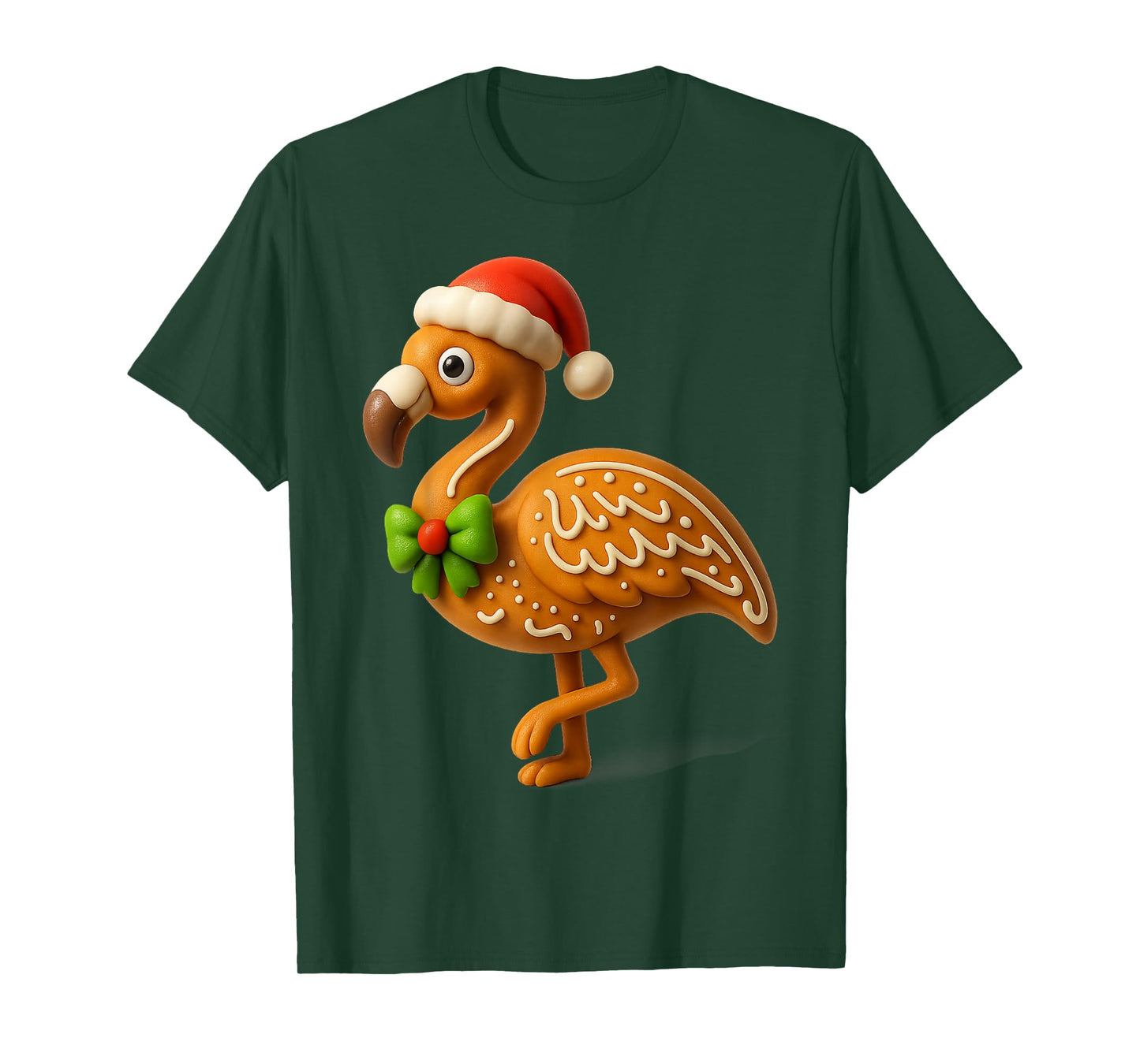 Funny Gingerbread Man Flamingo Christmas Womens Mens Gifts T-Shirt