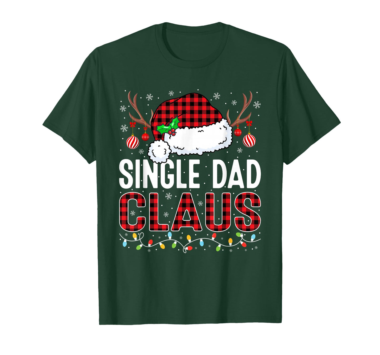 Christmas Lights Single Dad Claus Family Matching Pajama T-Shirt