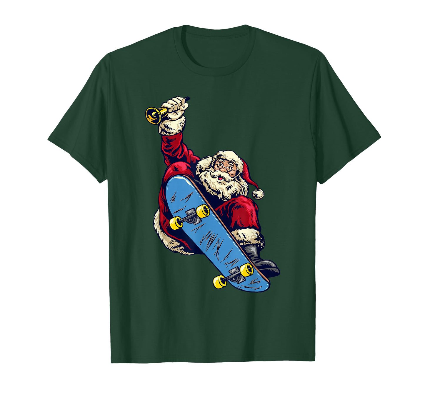 Santa Claus Riding Skateboard Trick Christmas Holiday T-Shirt
