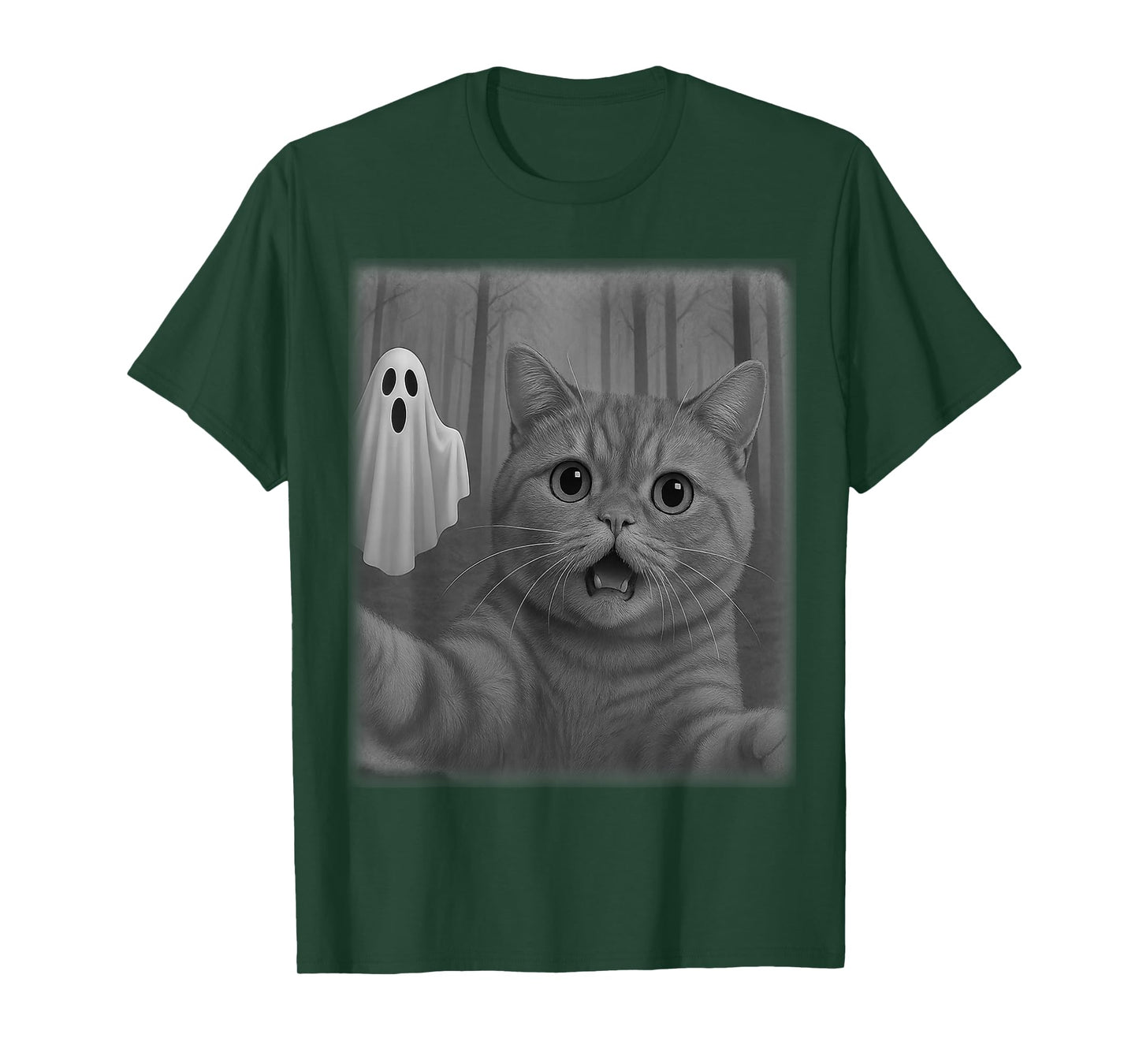 Funny Halloween Cat Selfie with Spooky Ghost Cat Lovers T-Shirt