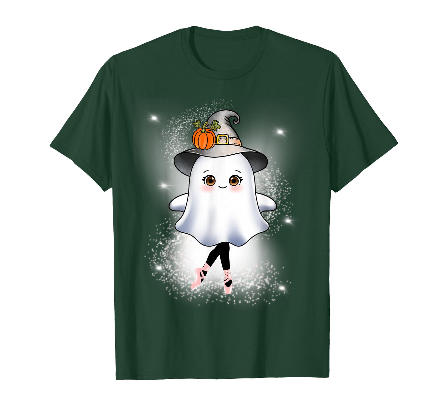 Halloween Ballet Pumpkin Witch Hat Cute Ghost Ballerina T-Shirt