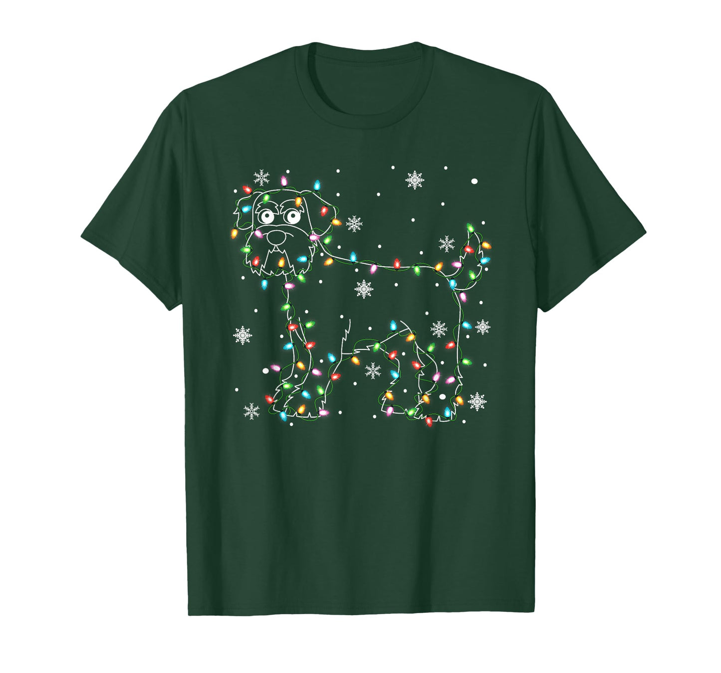 Schnauzer Dog Christmas Lights Sweater Pet Animal Dog Xmas T-Shirt