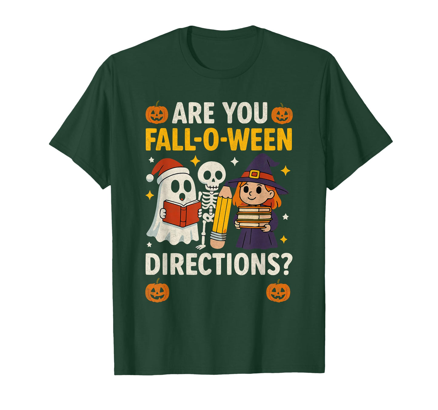 Retro are You Fall O Ween Directions Teacher Halloween Ghost T-Shirt