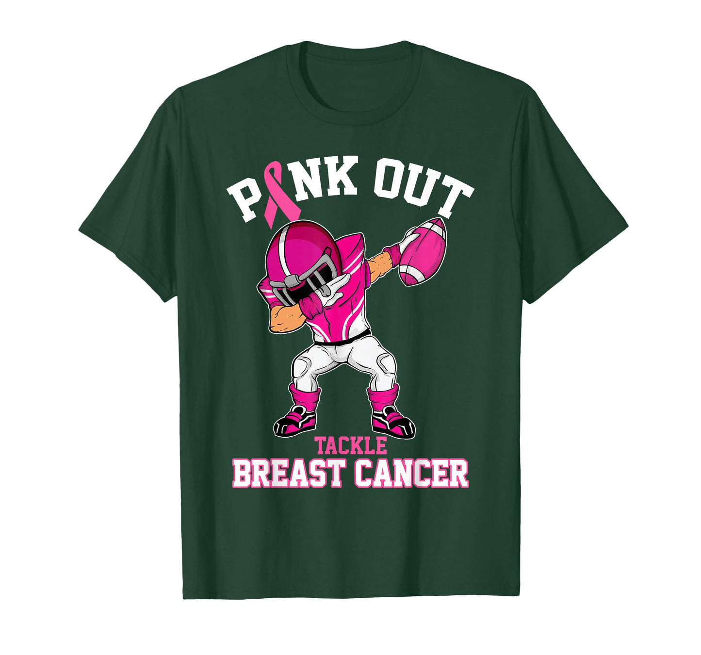 Pink Out Tackle Breast Cancer Awareness Dabbing Football T-Shirt