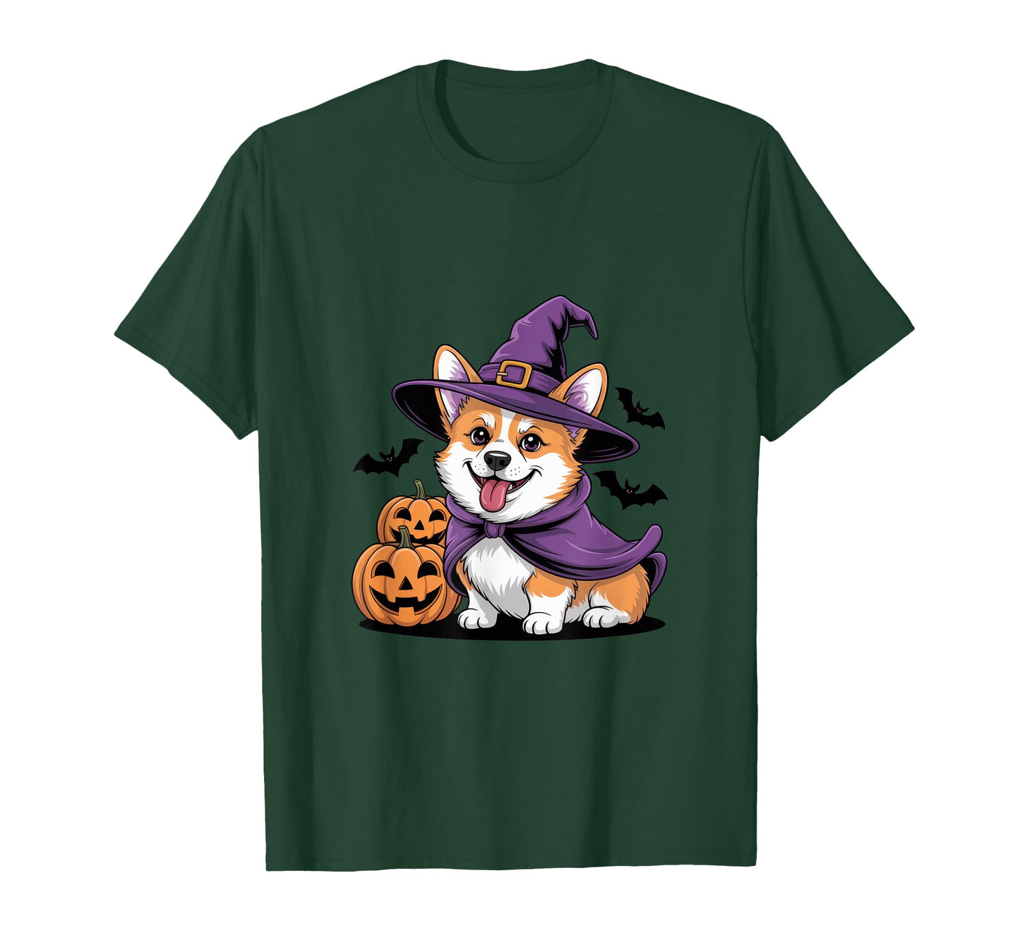 Adorable Corgi in Witch Hat for Dog Lovers Halloween Fun T-Shirt
