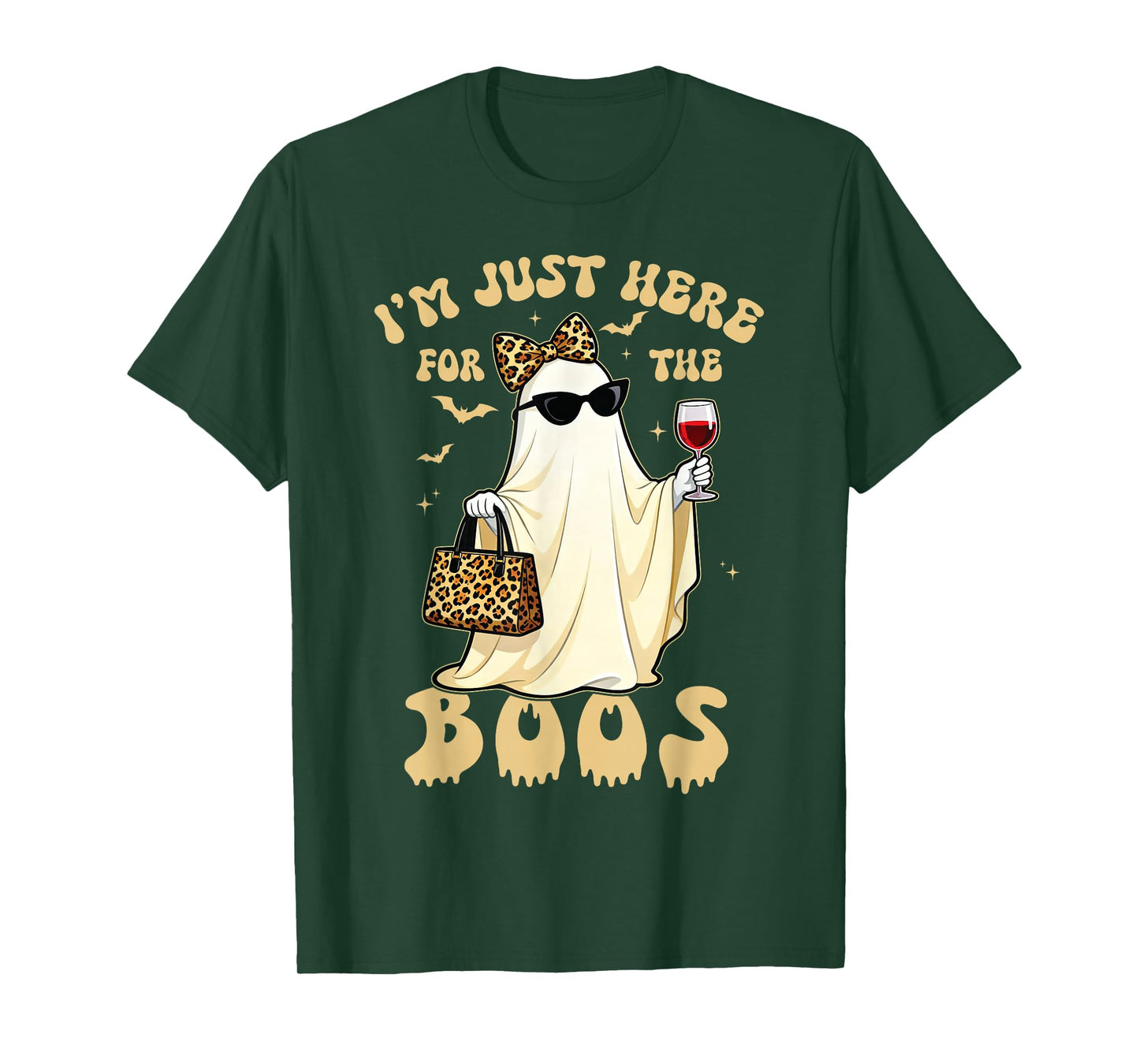 I'm Just Here for The Boos Funny Groovy Fall Ghost Halloween T-Shirt