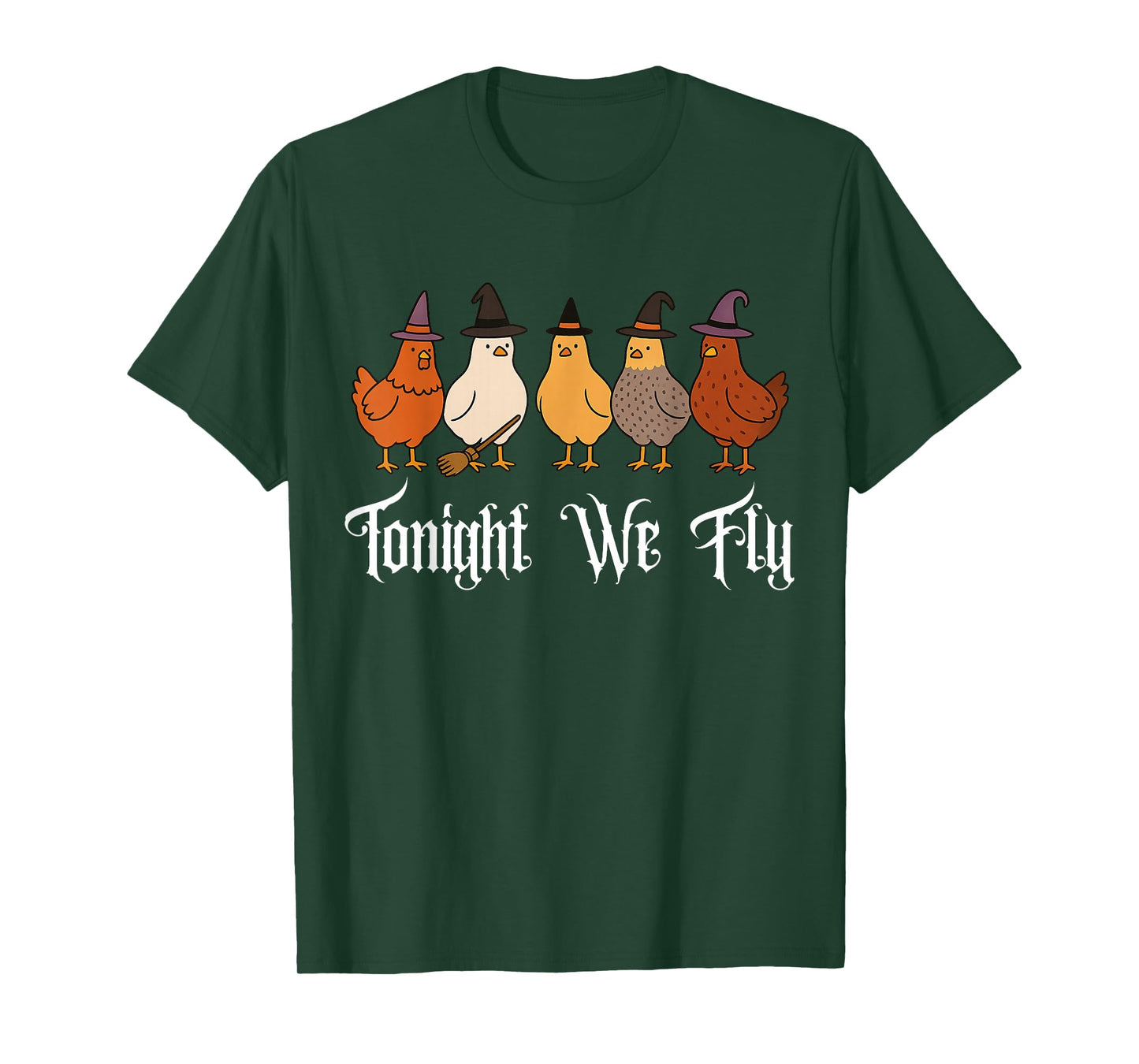 Halloween Chicken Tonight We Fly Spooky Season Witchy T-Shirt