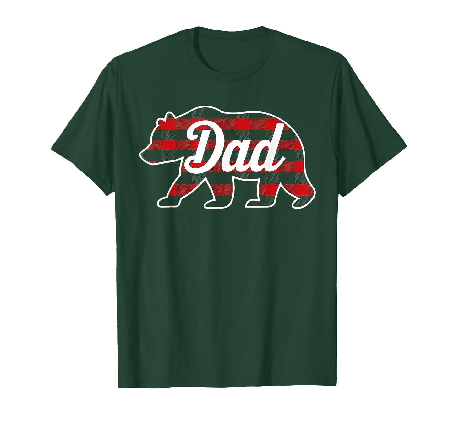 Dad Bear Christmas Red Buffalo Plaid Matching Family Xmas T-Shirt