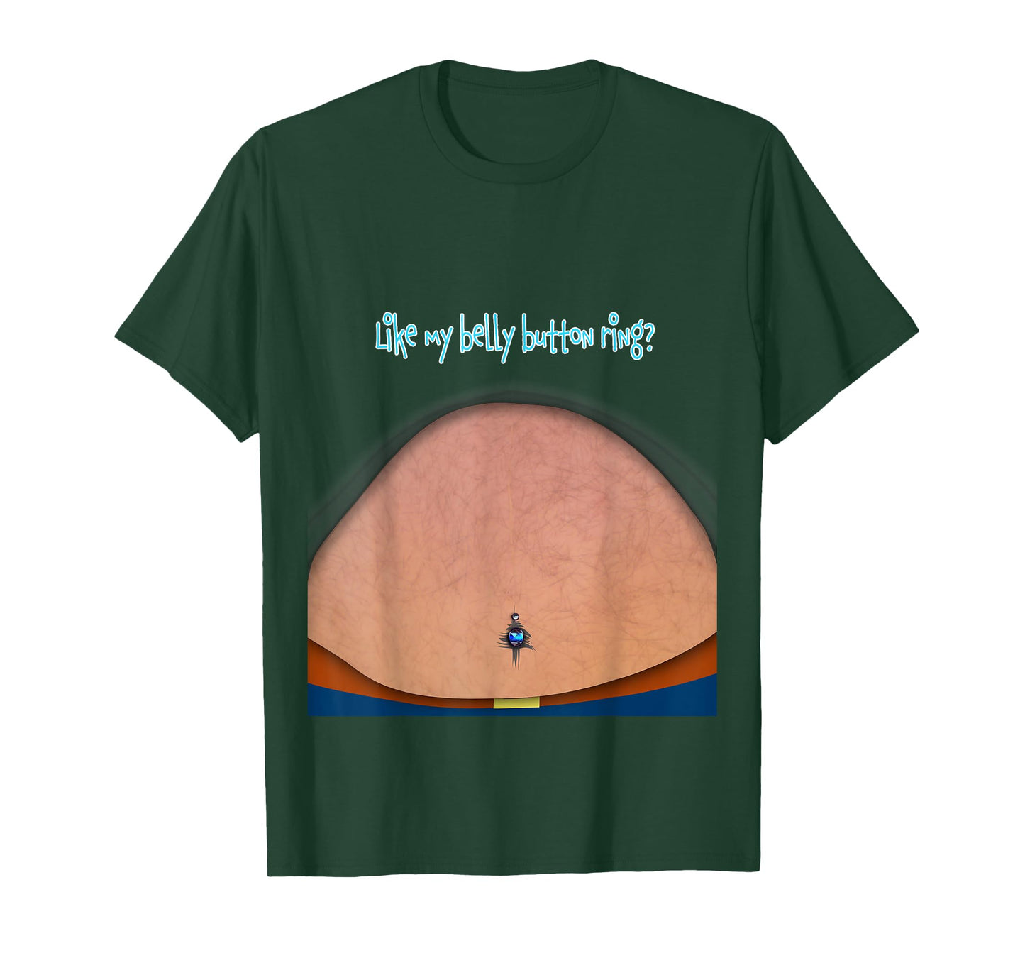 Fake Fat Hairy Belly Dad Bod with Bellybutton Ring T-Shirt