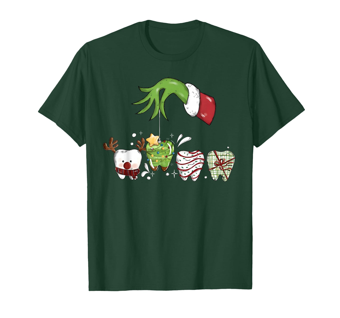 Tooth Dentist Dental Assistant Teeth Christmas Santa Squad T-Shirt